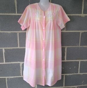 Miss Elaine Seersucker Check Snap Button Housecoat